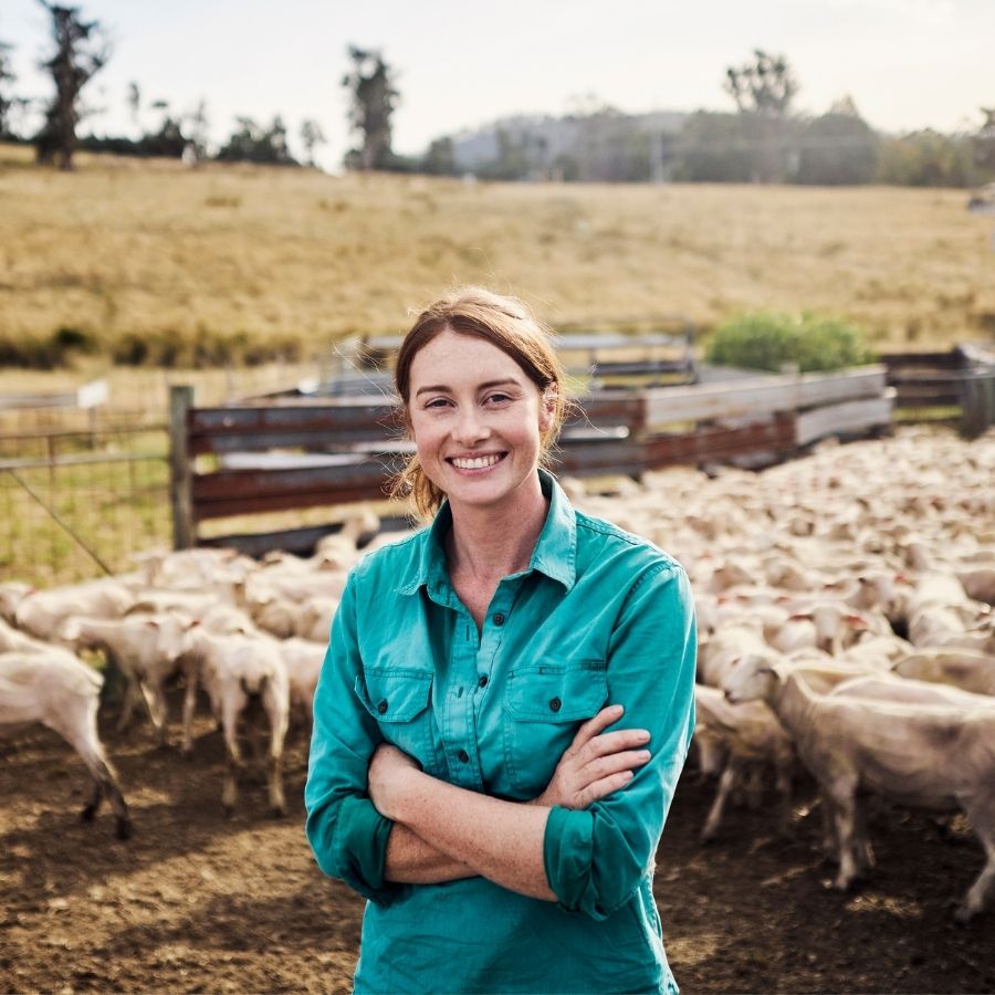 Female farmer property sheep