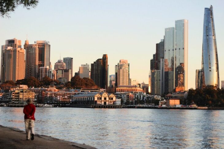 Sydney Skyline at Sunset with Gentle Waters
